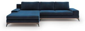 Královsky modrá rozkládací rohová pohovka se sametovým potahem Windsor & Co Sofas Astre, levý roh