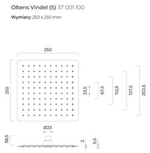 Oltens Vindel hlavová sprcha 25x25 cm čtvercový chrom 37001100