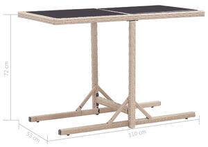 Zahradní stůl Avallon - sklo a polyratan - béžový | 110x53x72 cm