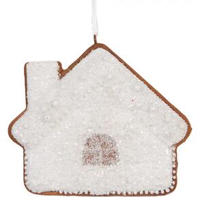 Závěsná vánoční ozdoba perníkový domeček s třpytivou polevou Bevroren III – 9x1x8 cm