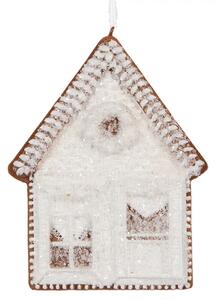 Závěsná vánoční ozdoba perníkový domeček s třpytivou polevou Bevroren VII – 8x1x10 cm