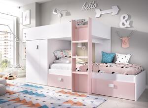 Patrová postel růžová s úložným prostorem Big
