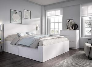 Manželská postel s úložným prostorem bílá Lago