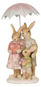 Figurka králičí rodinky se srdíčkem a deštníkem – 15 cm