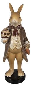 Figurka králíčka v obleku s mrkví a vajíčkem s patinou – 20 cm