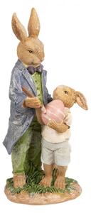 Figurka králičího taťky se synem malující vajíčko – 21 cm
