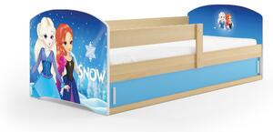 Dětská postel 80 x 160 cm Lukan (borovice + vzor snow) (s roštem, matrací a úl. prostorem). 1056461