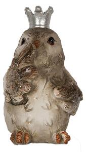 Dekorativní buddhistická figurka ptáčka Iwazaru se stříbrnou korunkou – 9 cm