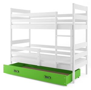 Patrová postel 80 x 160 cm Eril B (bílá + zelená) (s rošty, matracemi a úl. prostorem). 1056544
