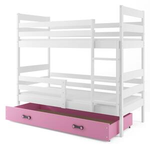 Patrová postel 80 x 160 cm Eril B (bílá + růžová) (s rošty, matracemi a úl. prostorem). 1056543