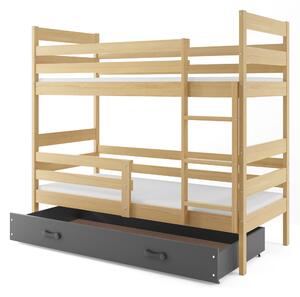 Patrová postel 80 x 160 cm Eril B (borovice + grafit) (s rošty, matracemi a úl. prostorem). 1056551