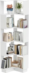 Bookcase Corner rack - Stojací tác S-ve tvaru - Pokladní dekorace - Prostorově úsporný design - 175 cm - bílá