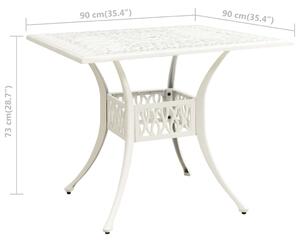 Zahradní stůl Shreve - litý hliník - 90x90x73 cm | bílý