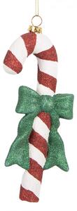 Červeno-bílá vánoční ozdoba třpytivá cukrová hůlka Candy Cane – 8x3x17 cm