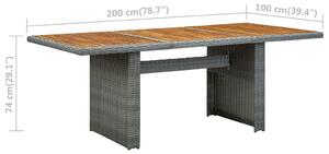 Zahradní stůl Lolls - polyratan a masivní akáciové dřevo | světle šedý