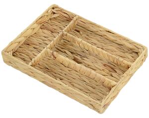 HOMCOM Obdélníkový Úložný Koš, Woven Storage Basket z Vodního Hyacintu s 4 Odděleními, Úložný Koš pro Kuchyni, Koupelnu, Ložnici, Přírodní | Aosom