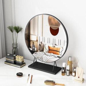 Kulatý make-up zrcadlo - Kadeřnické zrcadlo - denní péče - HD Silver Glass - 40 cm Průměr - černá