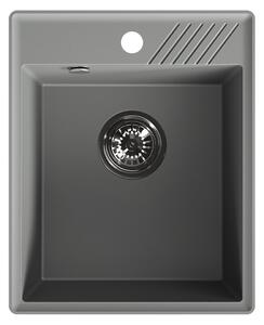 Laveo Hub, 1-komorový granitový dřez 394x485x204 mm, tmavě šedá (Volcano), LAV-SPH_V10Y