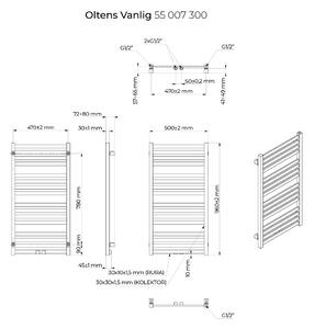 Oltens Vanlig koupelnový radiátor designově 96x50 cm černá 55007300