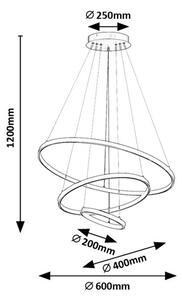 RABALUX 72346 Beliza závěsné svítidlo D600mm LED 90W/9000/7200lm 3000-6500K černá, bílá, stmívatelné, dálkový ovladač