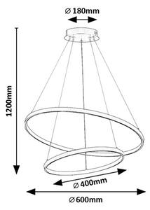 RABALUX 72348 Beliza závěsné svítidlo D600mm LED 75W/7500/6100lm 3000-6500K zlatá, bílá, stmívatelné, dálkový ovladač