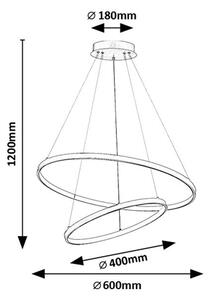 RABALUX 72345 Beliza závěsné svítidlo D600mm LED 75W/7500/6100lm 3000-6500K černá, bílá, stmívatelné, dálkový ovladač