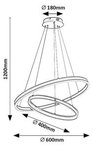 RABALUX 72305 Isaure závěsné svítidlo D600mm LED 80W/8000/5600lm 3000-6500K černá, bílá, stmívatelné, dálkový ovladač