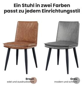AIORBER 4 jídelní židle PU, dvouvrstvé polštáře, moderní a pohodlné, kovové nohy, hnědá barva