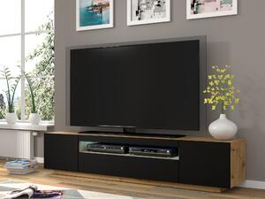 TV stolek/skříňka Aurora 200 (dub artisan + černá matná) (LED). 1057704