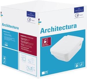 Villeroy & Boch Architectura combi-pack sada s prkénkem závěsný Bez oplachového kruhu bílá 5685HRR1