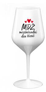 MEZINÁRODNÍ DEN ŽÍZNĚ - bílá nerozbitná sklenice na víno 470 ml
