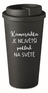 KAMARÁDKA JE NEJVĚTŠÍ POKLAD NA SVĚTĚ - černý termohrnek 475 ml