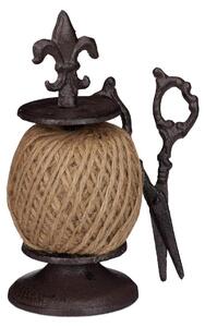 Starožitná zahradní váza – litý železo – tmavě hnědá – 22,5 x 10 x 12 cm – s nůžkami a vázací provázek