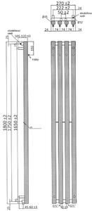 Sapho Pilon koupelnový radiátor designově 180x27 cm bílá IZ121