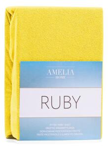 Žluté elastické prostěradlo na dvoulůžko AmeliaHome Ruby Siesta, 220/240 x 220 cm