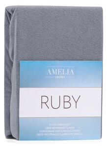 Šedé elastické prostěradlo na dvoulůžko AmeliaHome Ruby Siesta, 220/240 x 220 cm
