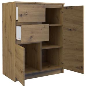 Topeshop 2D2S ARTISAN, Dub, 2 zásuvka/zásuvek, Dřevotřískové desky, Jednobarevný, Moderní, Dřevotřískové desky