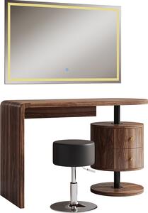 Toaletní stolek Vicco Lara Rustikální dub 120 cm se zrcadlem LED a stoličkou, Model 50183