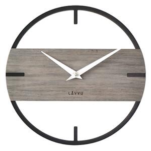 LAVVU Stylové dřevěné hodiny LOFT v industriálním vzhledu 35cm LCT4011