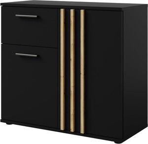 Komod s zásuvkou - Skladovací skříňka na šaty - Objednatelný dům - Lambellenlook dveře - 80 cm Široká - černá