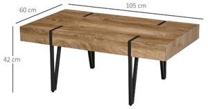 HOMCOM Obdélníkový konferenční stolek v industriálním stylu s černými kovovými nohami a deskou v designu starého trámu | Aosom