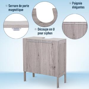 HOMCOM Koupelnová Skříňka s Dřezem - Podskříňková Skříň - Skříňka se 2 Dveřmi a Policí - rozměry 60Š x 30H x 70V cm - Šedá Dřevoimitace MDF | Aosom