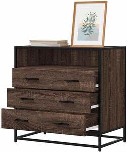 Šuplík na sušičku Oak look - Commode Boční skříň - úložiště Obývací pokoj - Kovový rám - 70x41x70 cm - Hnědé