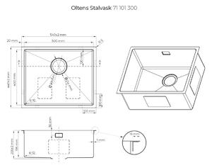 Oltens Stalvask ocelový dřez 54x44 cm 71101300