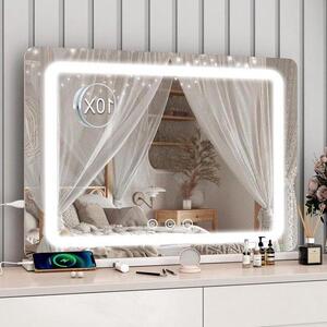 Zrcadlo s osvětlením pro líčení - LED zrcadlo do koupelny - Perfektní líčení - Nastavitelná intenzita světla - 80x55 cm - Bílé