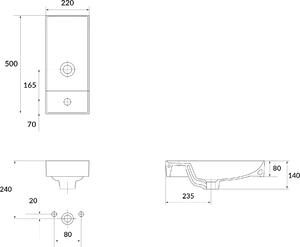 Cersanit Larga umyvadlo 50x22 cm obdélníkový nábytkový bílá K677-005