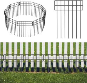 Dekorativní zahradní plot, 10 kusů, kovová drátěná ohrada, celková výška 42 cm, délka 3,05 m