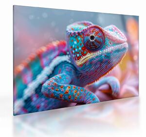 Skleněný obraz - Zbarvený chameleon (70x50 cm)