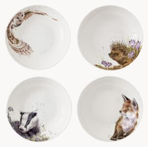 Sada hlubokých talířů z kostního porcelánu Royal Worcester, 4 díly