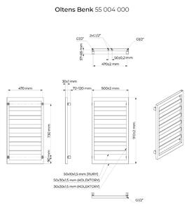 Oltens Benk koupelnový radiátor designově 91x50 cm bílá 55004000
